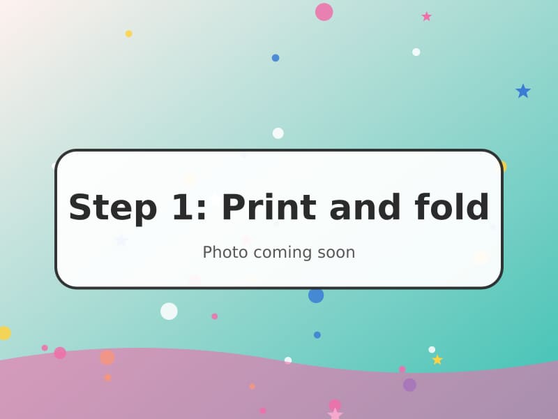 Printed pop-up template folded in half