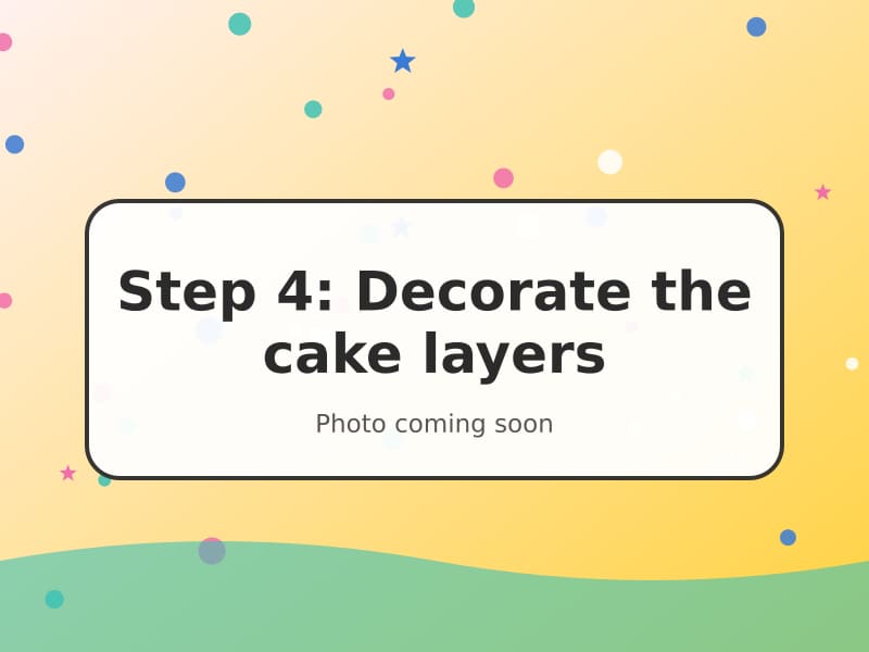 Patterned paper cake tiers glued onto the pop-up tabs